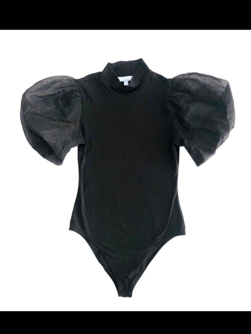 Antonio Melani Mock Neck Organza Puff Sleeve Bodysuit XS